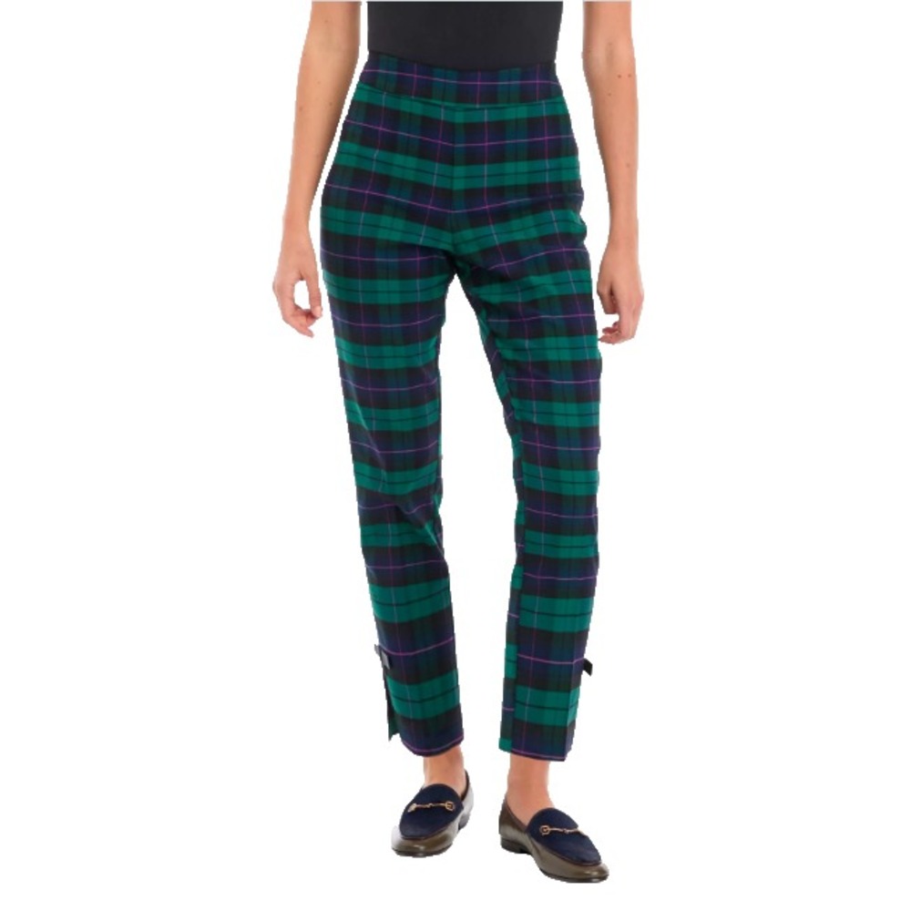 Crown Ivy Millennium Pants 8 Navy Green Plaid Equestrian Old Money Academia Prep